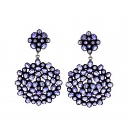 Natural Tanzanite Earrings, Tanzanite Cut Stone Earrings, 925 Sterling Silver Earrings