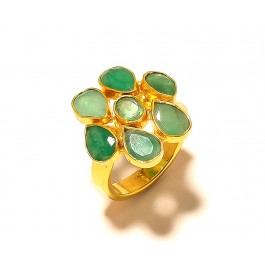Natural Emerald Rings - Solid 925 Sterling Silver Ring - Engagement Rings - Gold Plated Sterling Silver Rings - Handmade Rings