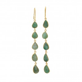 Natural Emerald Ear rings Silver 925 With Gold plated 