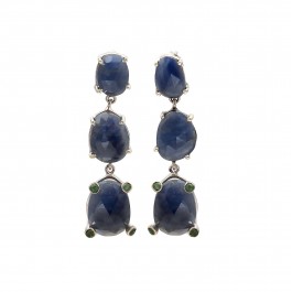 Natural Blue Sapphire Earrings, Silver Earrings, Handmade Earrings, Boho Jewelry