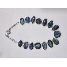 Genuine Labradorite Necklace - Solid Sterling Silver Necklace - Handmade Necklace - Women's Necklace - Boho Jewelry - Gemstone Necklace