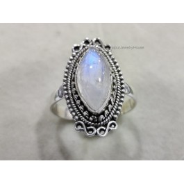 Natural Rainbow Moonstone Rings - 925 Sterling Silver Rings - Engagement Ring - Handmade Rings - Valentine Gift - Boho Rings - Gemstone Ring